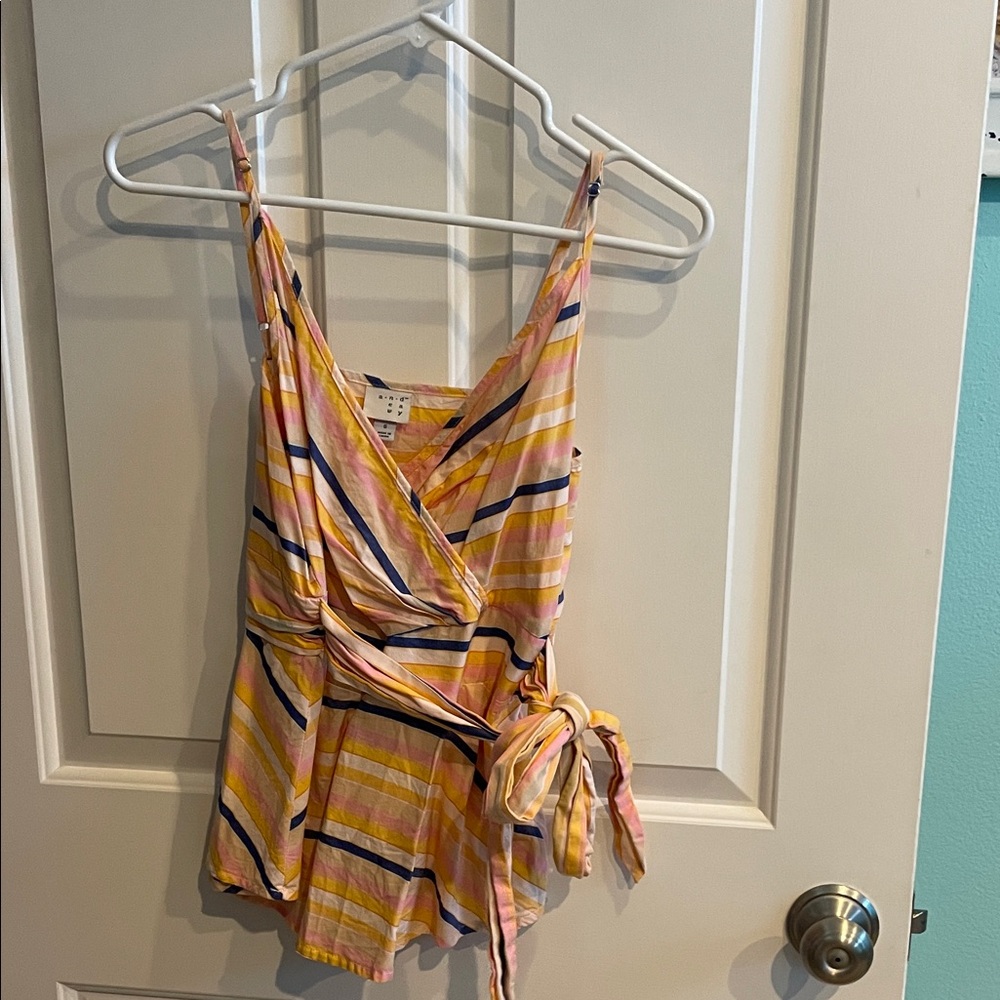 a new day Multicolor Striped Wrap Tank Top